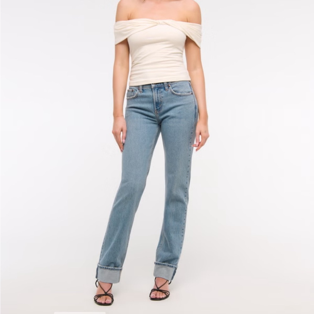 Abercrombie & Fitch Blue Indigo Off-Shoulder Blouse - Picture 2 of 4